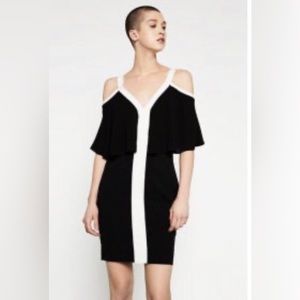 Zara W/B Collection Off the Shoulder Short Sleeves Dress